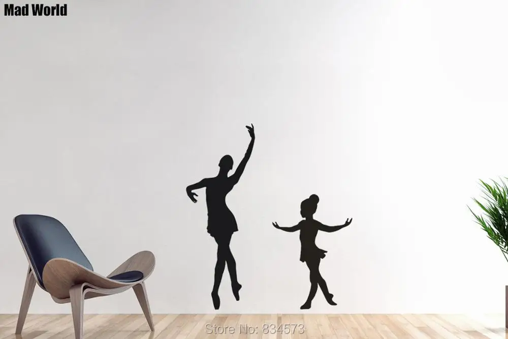 Большой балетки маленькой балерине Танцы Wall Art Наклейки на стены наклейки дома DIY
