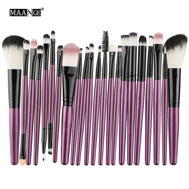 22PCS MAANGE 22/20 шт. набор деревянных макияжных Кисти Набор Пудра Румяна Тени для век, подводка для глаз, макияж кисти для макияжа инструмент Наборы Косметика Maquiagem - Handle Color: 22PCS