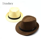 Шляпа-котелок соломенная унисекс, Ретро стиль, в стиле джаз, в клетку, в стиле кэжуал, пляжная