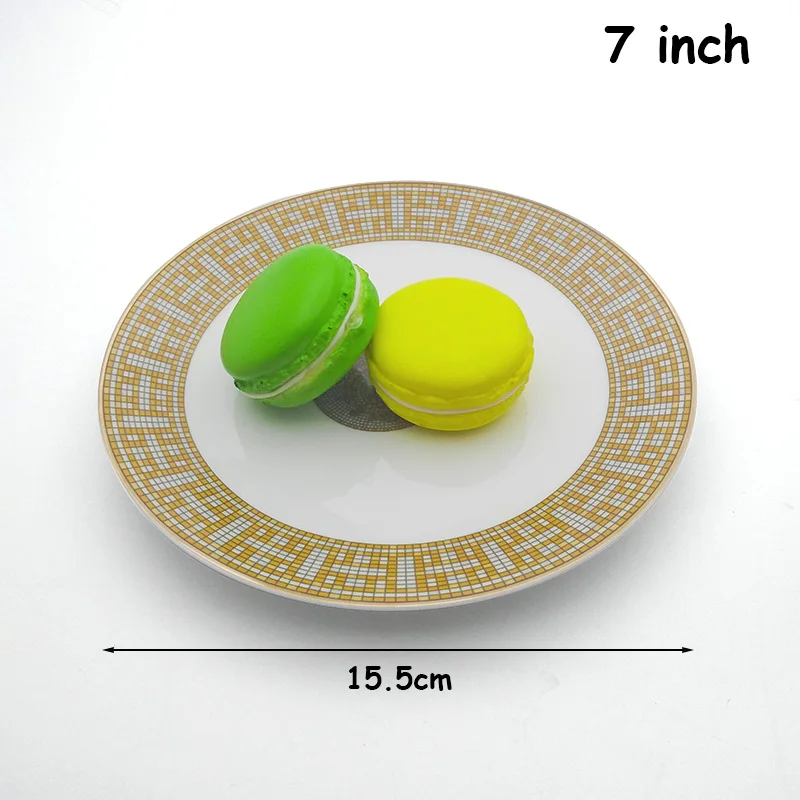 7inch plate 1pcs Роскошная посуда, керамическая тарелка для стейка, десертные блюда, кофейная чашка, блюдце, набор, европейская посуда для напитков, блюдо для торта, паста, салат, поднос, 1 шт - Цвет: 7inch plate 1pcs