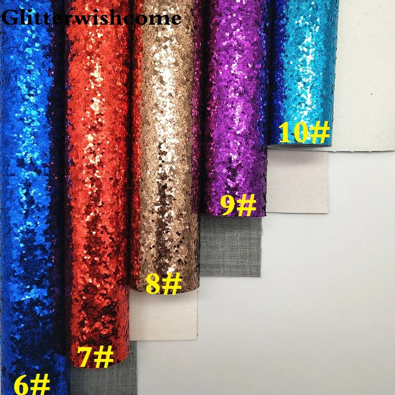 Glitterwishcome 21X29 см A4 размер винил для бантов, сплошной цвет плоский толстый блеск кожа ткань винил для бантов, GM104A