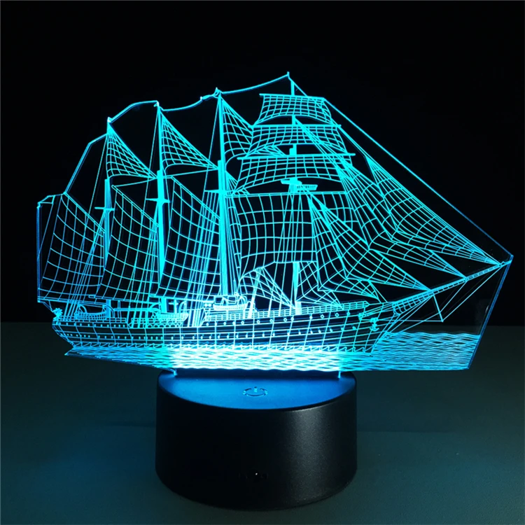 3D светильник s ночной парусник светодиодный светильник RGB пульт дистанционного управления 7 цветов меняющий визуальный USB светильник s креативный детский спальный светильник