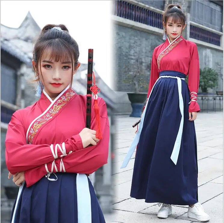 Унисекс оригинальный Hanfu GuangDong вышитый мечи для мужчин и женщин стиль Униформа