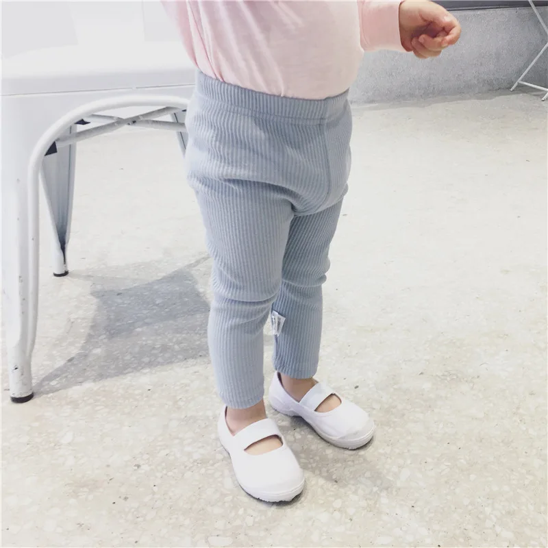light blue Штаны для новорожденных трикотажные леггинсы для маленьких девочек и мальчиков удобные брюки для маленьких мальчиков осенние штаны в рубчик, одежда для панталонов - Цвет: light blue