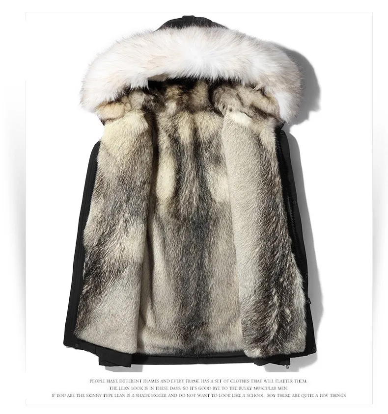 2019 Роскошная зимняя меховая парка мужской Тренч длинное пальто для снежной