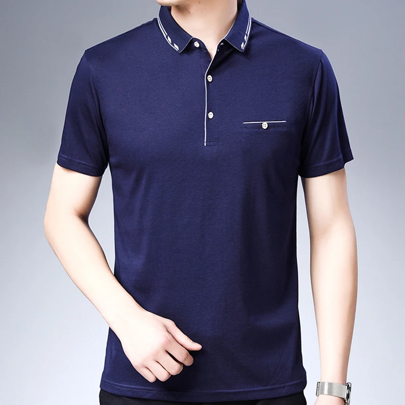 2020 брендовая Повседневная летняя Однотонная рубашка поло с коротким рукавом