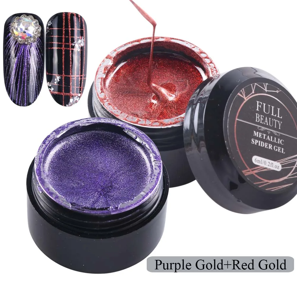 purple red Проволока для ногтей паук гель лак Золото Серебро металлик дизайн рисунок точка линии живопись гель шелк Гель-лак для нейл-арта лак SA962 - Цвет: purple red