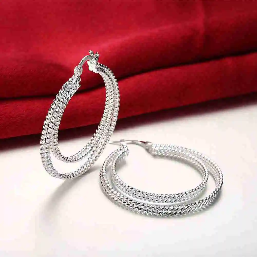 Женские сережки кольца KITEAL с двойным кольцом элегантные|silver earrings|earrings for womenearrings