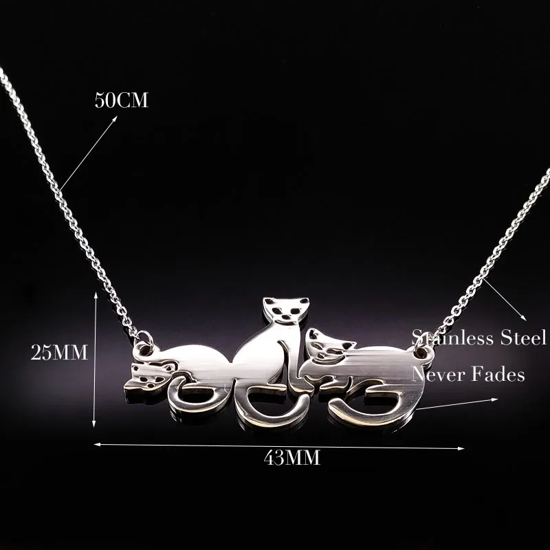 2021 модное ожерелье BFF 3 Cat из нержавеющей стали для женщин ожерелья серебряного