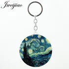 Брелки JWEIJIAO с картиной маслом Звездная ночь, карманные зеркальные абстракты, сделай сам, круглое мини-зеркало для рук для лучших друзей, NS387