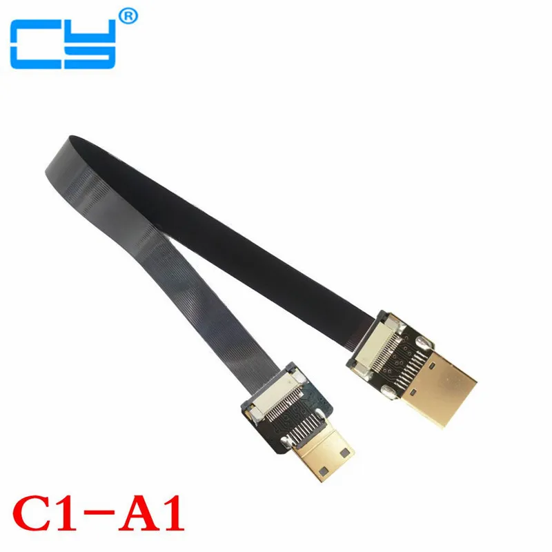 Плоский кабель с углом 90 градусов FPV HDMI-совместимый штекер к мини-hdmi FPC для