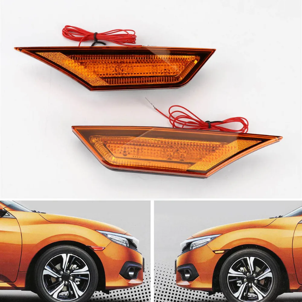 Версия TAIHONGYU JDM, желтые линзы, фотосессия, подходит для Honda Civic 2016 2017 10