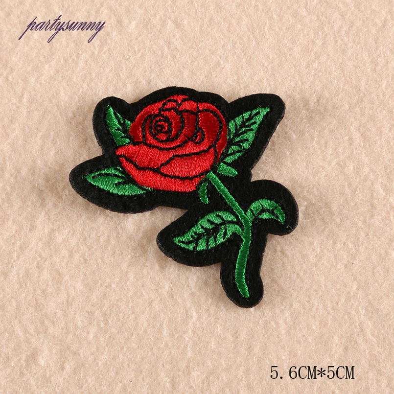 PF Роза Ткань Патчи Аппликация Вышивка Цветок Термо-наклейки для Куртка Железа на