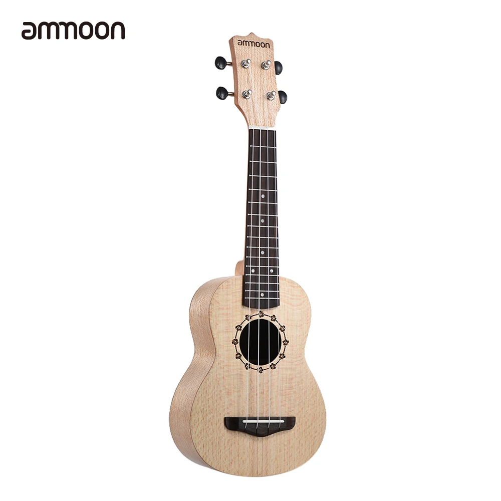 

ammoon Soprano Ukelele 21 inch Platanus Body Rosewood Fingerboard Hawaiian Guitar Ukulele Set with Tuner Bag