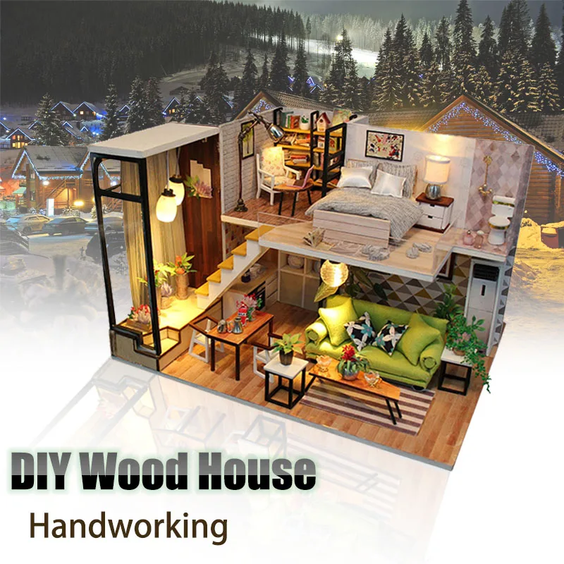 Рождественские подарки миниатюрная Diy игрушка-головоломка Кукольный дом модель деревянная мебель строительные блоки игрушки подарки на день рождения Лофт вилла