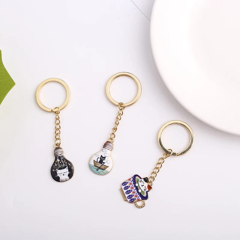 Flyingforest Men Jewelry Print Dog Cat 2019 New Fashion Keychain Black Light Bulb Cute Animal | Украшения и аксессуары