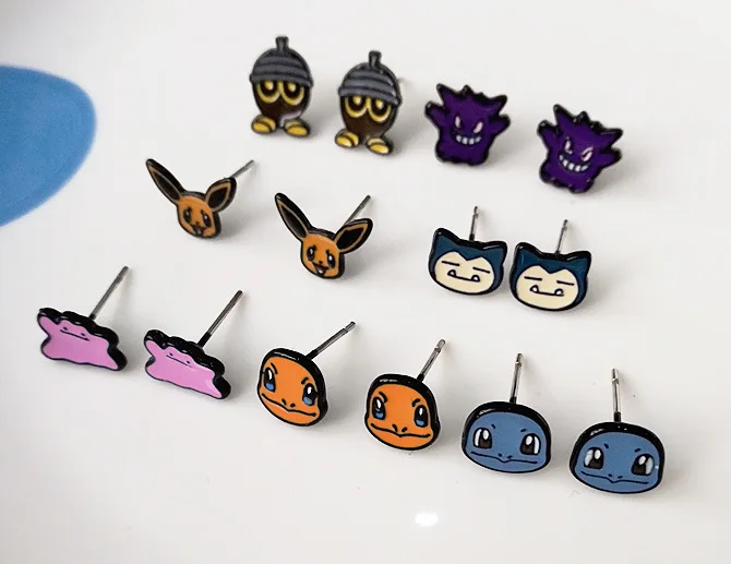 Серьги Pocket Monster, аниме, Pokemon go, Pokeball, Charmander, Snorlax, Chikorita, пирсинг, шпилька, ювелирные изделия для девочек, детей