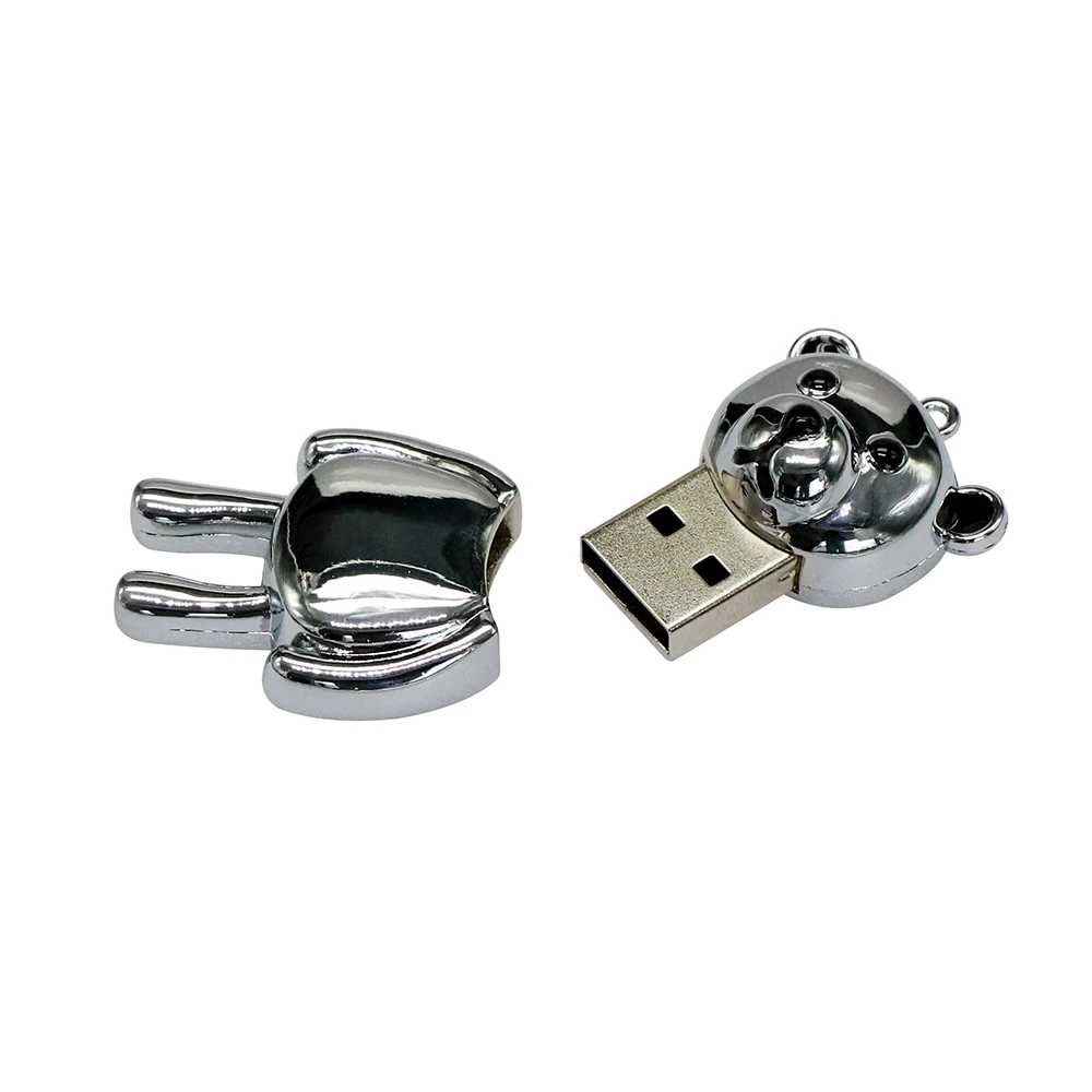 Милый флеш-накопитель, хмурый медведь, USB флеш-накопитель, 64 ГБ, металлический мультфильм, животные, U диск, 4 ГБ, 8 ГБ, 16 ГБ, 32 ГБ, флешка, карта памяти, Cle, Usb