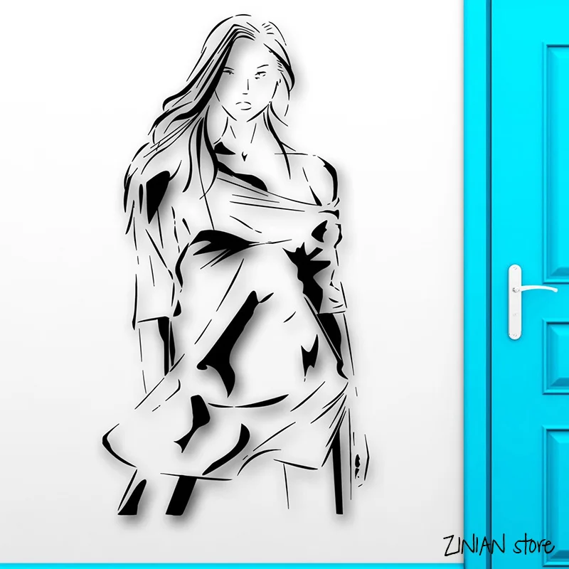 

Hot Sexy Girl Wall Sticker Fashion Style Vinyl Wall Decals Home Decoration For Girls Bedroom Removable Art Mural Wallpaper H016
