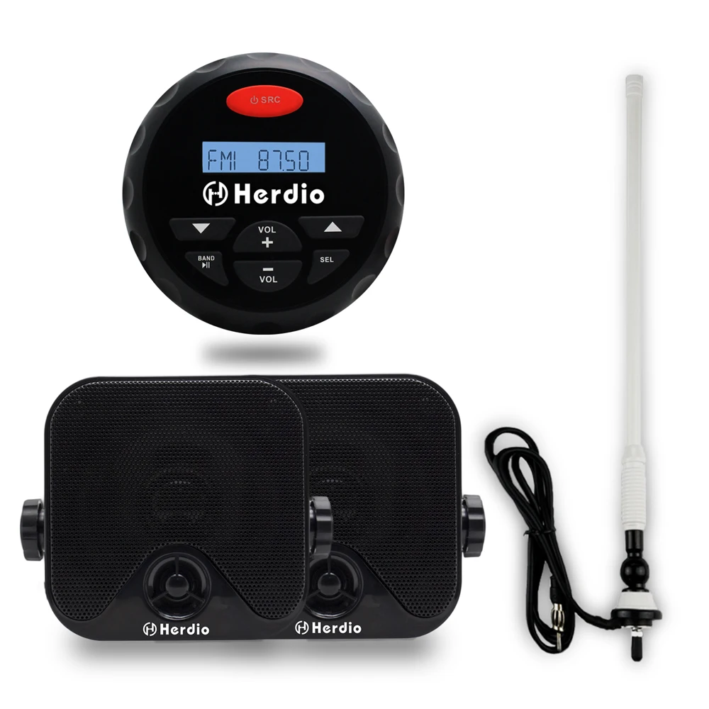 Водонепроницаемый морской Bluetooth стерео Лодка аудио звук радио Системы FM AM MP3 плеер+ 4 дюйма колонки мотоцикла ATV+ антенна