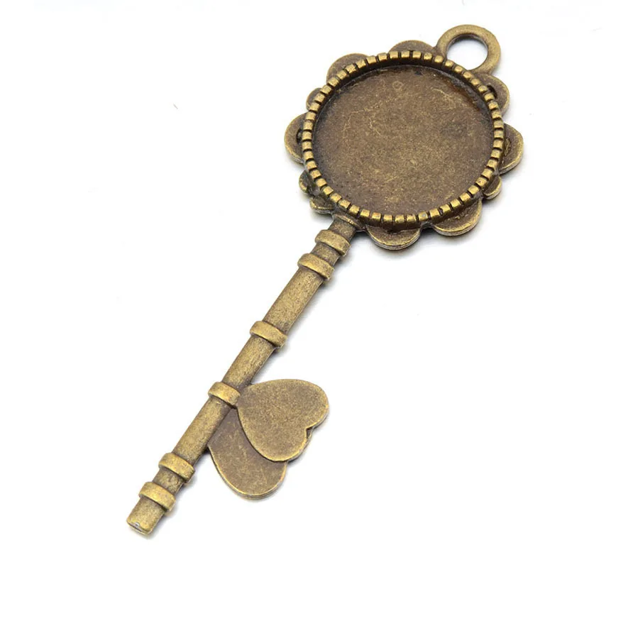 20mm 10pcs Glass Cabochon Cameo Charms Necklace Key Heart Pendants Findings Bases Tray Blank Diy Jewelry | Украшения и аксессуары