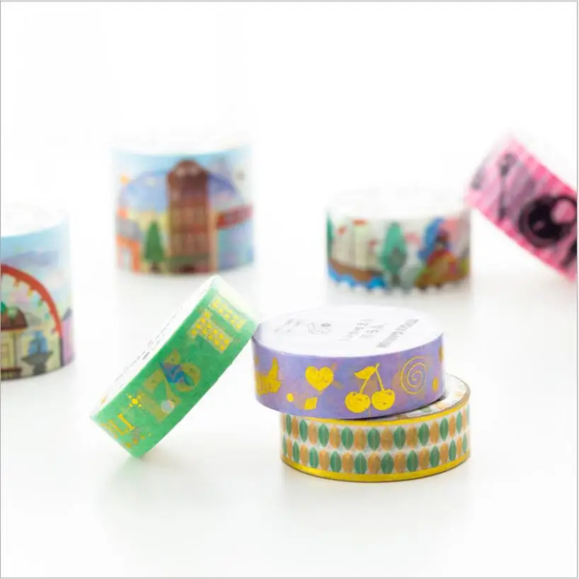 Новый Сказочный мир Золоченая васи лента DIY Украшение скрапбукинг планировщик