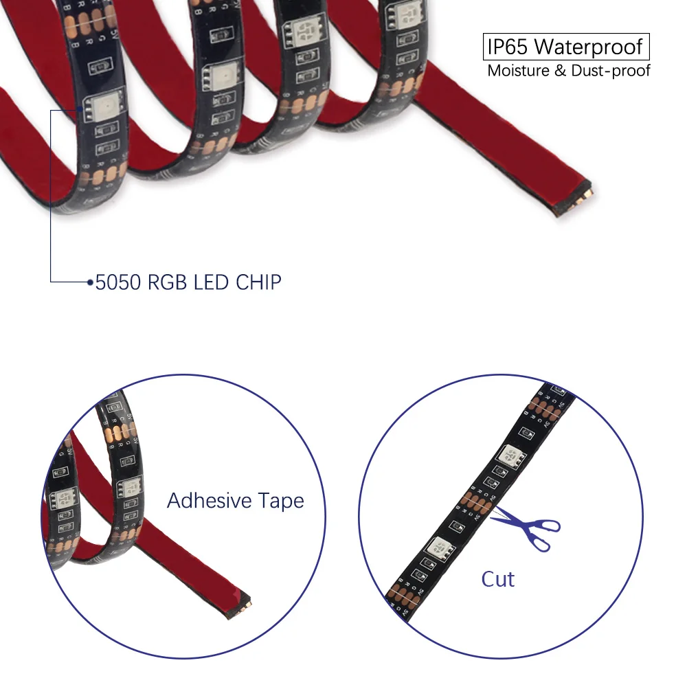 USB Светодиодные ленты светильник 5050 RGB/RGBW/RGBWW 50 см, 1 м, 2 м, с радиочастотным пультом дистанционного управления для ПК ТВ фон светильник ing гибкий Светодиодные ленты 5V