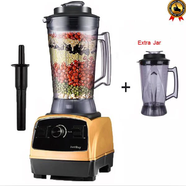 gold jar lid 2800 Вт 3.3HP BPA FREE 4L профессиональный коммерческий мощный блендер, миксер, соковыжималка с немецким мотором - Цвет: gold jar lid