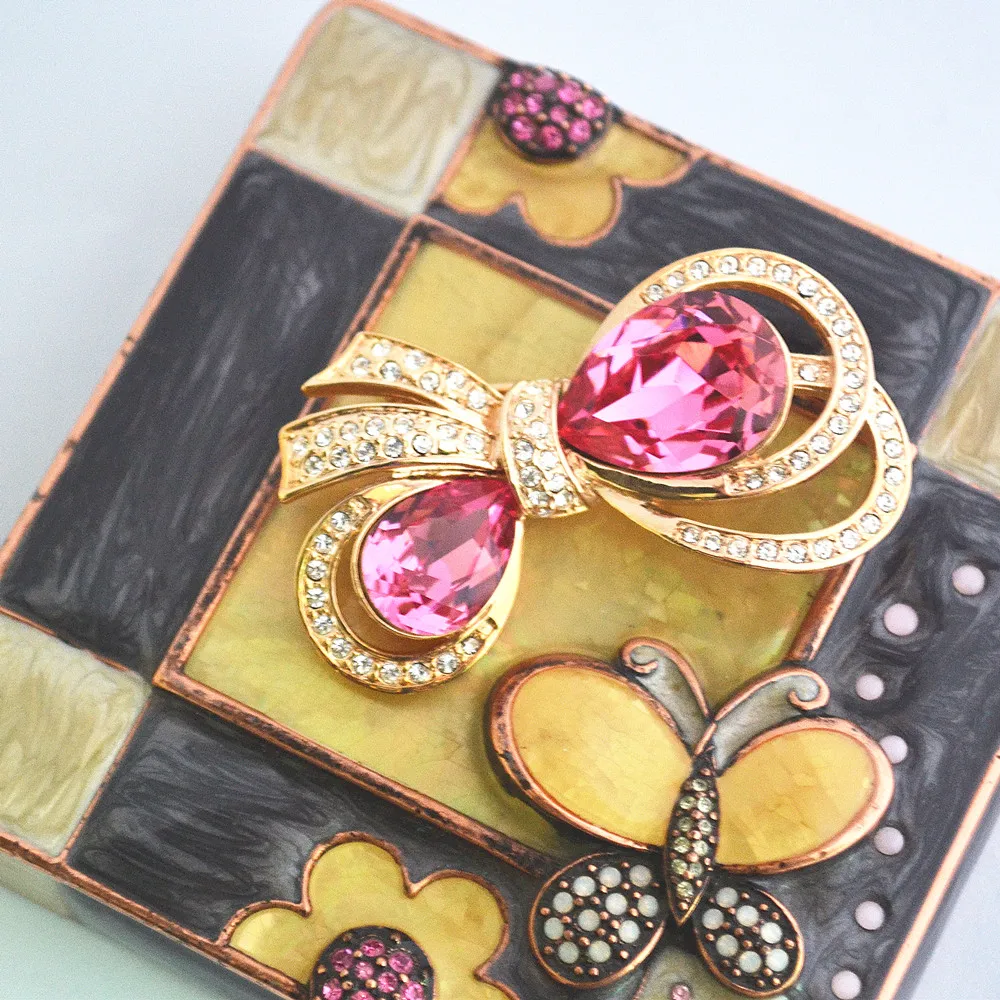 2016 Новая Мода 18 К Позолоченные Бантом Броши Для Женщин Элегантный Платье