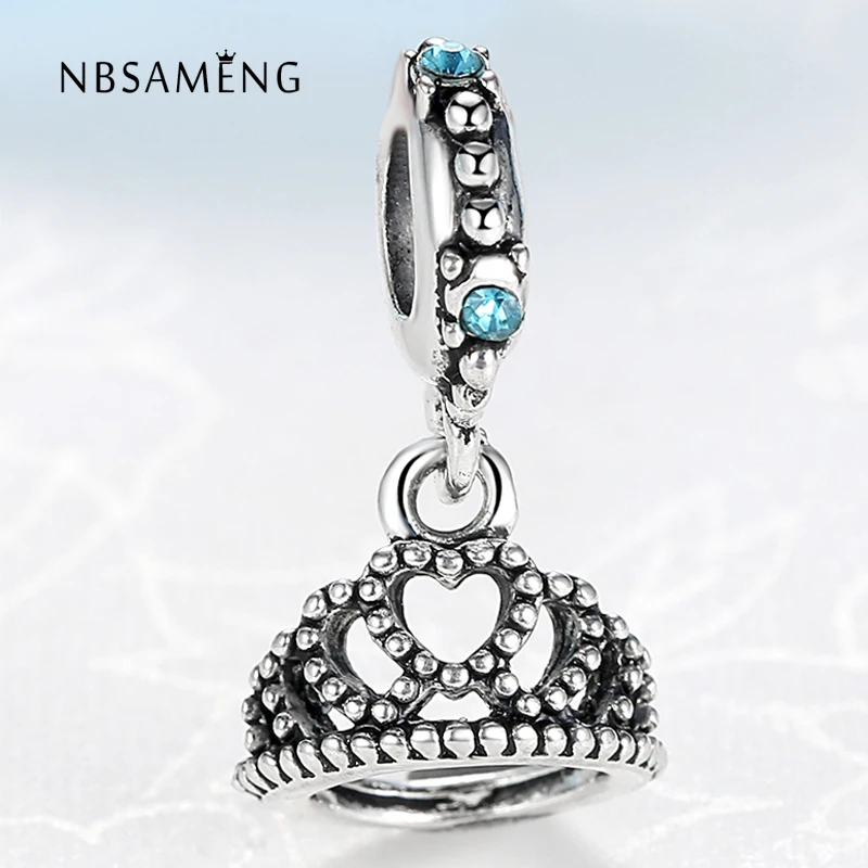 Женский винтажный браслет с подвеской в виде короны кристаллами|beads charms|silver plated