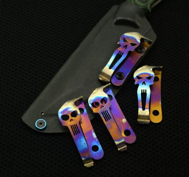 

New owl design Knife button pocket clip Material TC4 Titanium alloy Roasted blue belt flashlight K sheath clip sy tools