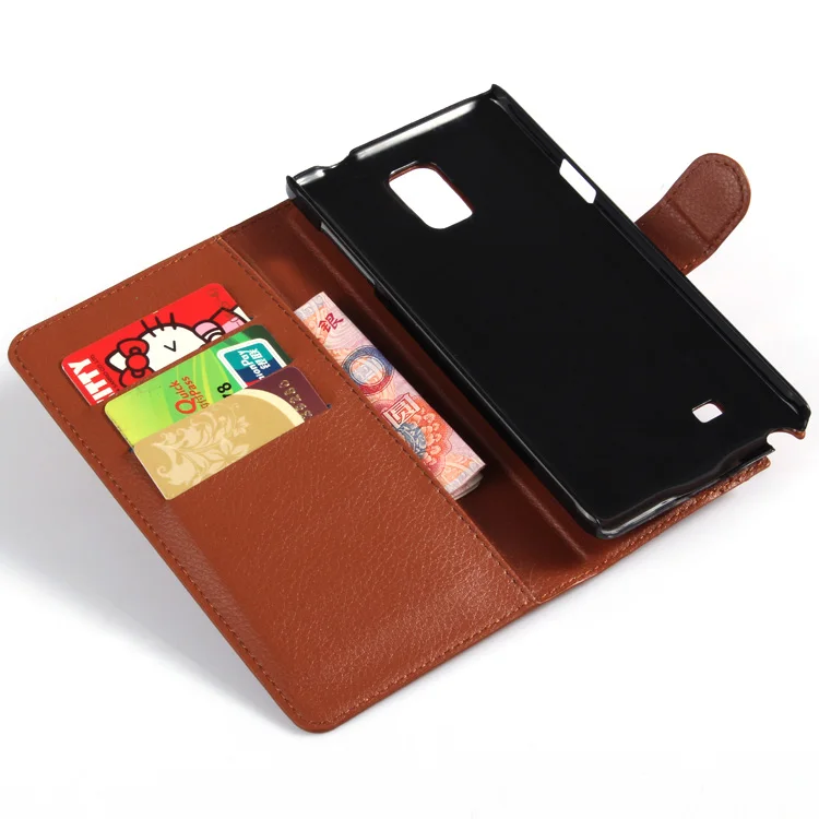 for Samsung Galaxy GALAXY Note 4 N9100 Flip leather Case Wallet card stent cases Lichee Pattern Cover black Note4 SM N910 | Мобильные