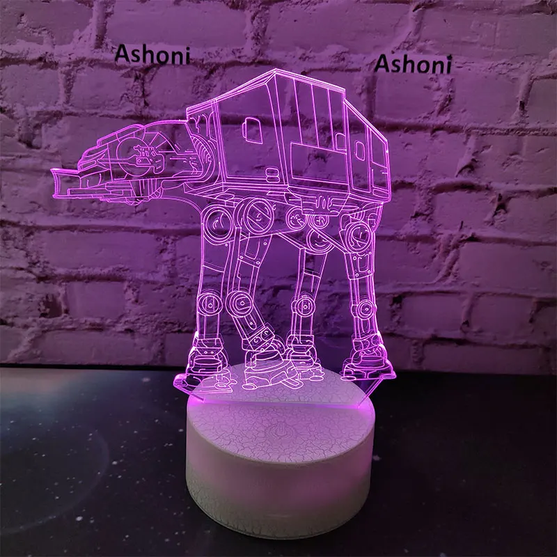 Ashoni Звездные войны 3D лампа спальня настольная ночник акриловая панель USB кабель 7