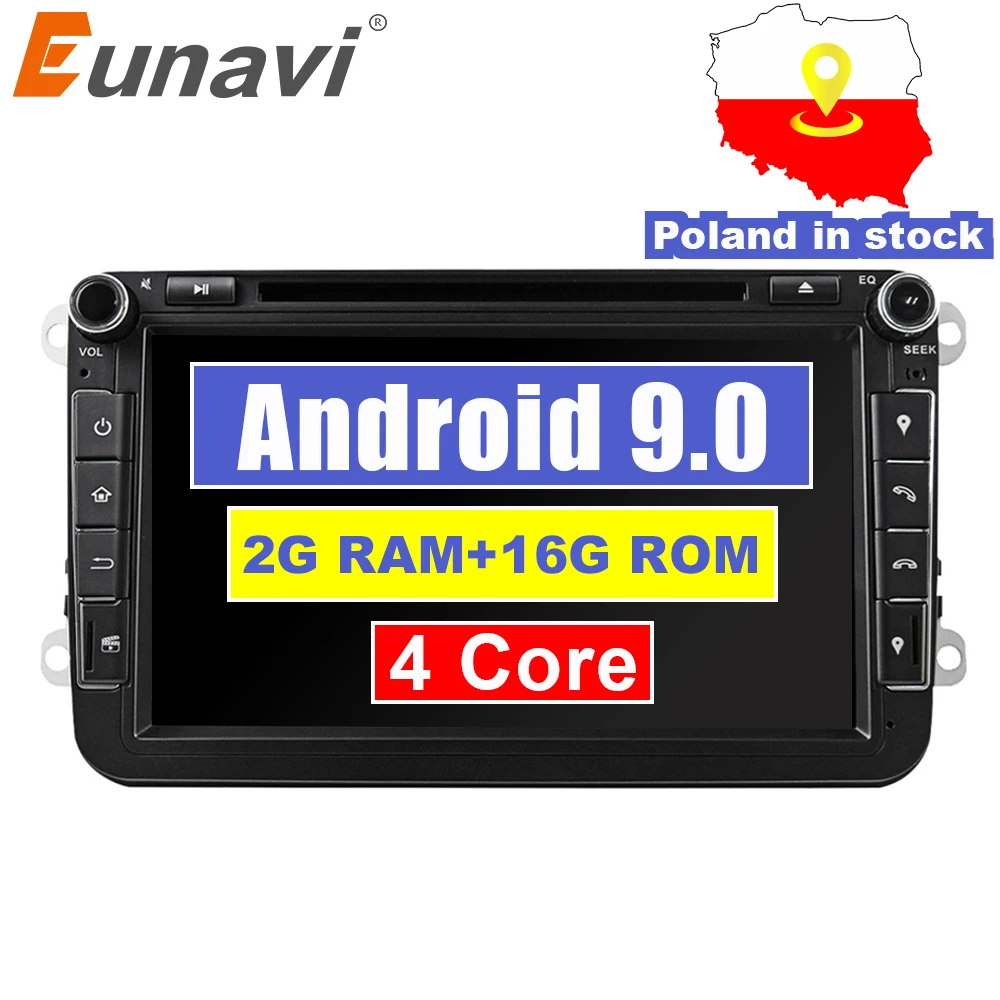 Eunavi 8 'ƈ Din Android 9 0 автомобильный DVD плеер gps навигации радио для VW Jetta Tiguan Passat B6