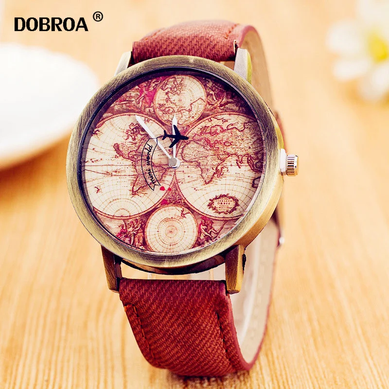 Relogio Masculino Reloj Hombre холщовый ремешок часы деним Ретро Самолет Круглые Наручные