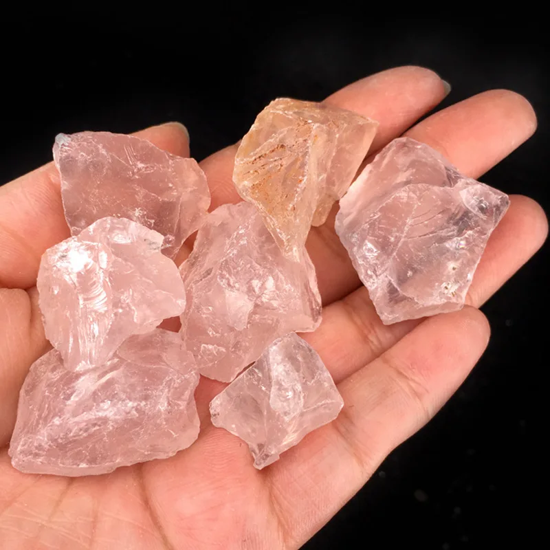 

Natural Stone Rose Quartz Pink Rough Raw Gemstone Crystal Mineral Specimen Rock Quartz Chips Gravel Lucky Healing Decoration