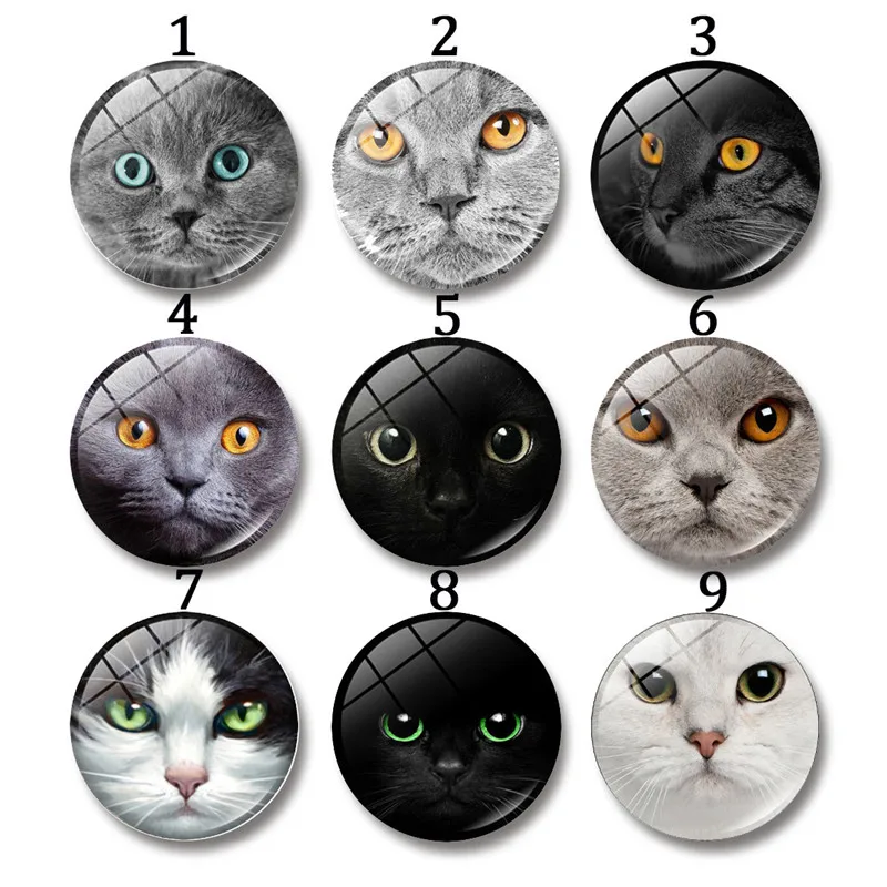 30 мм круглые стеклянные бусины для создания личность кошачья мордочка колье с