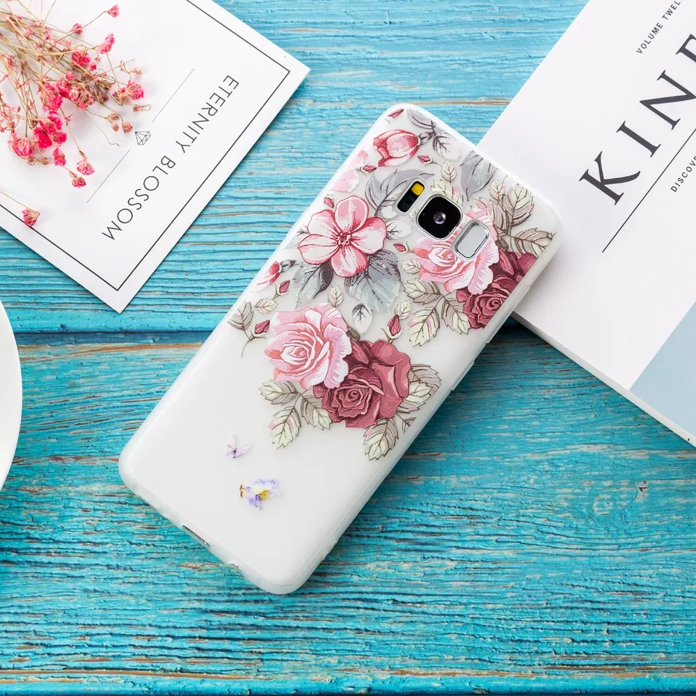 Красный Фиолетовый чехол с цветком розы для iPhone X XR XS Max 5 5S SE 6 6S Plus Мягкий из ТПУ 7 8 11