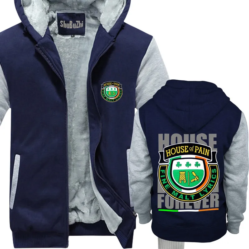 HOUSE OF PAIN, тонкая солодовая лирика, ЭВЕРЛАСТ, диджей, летальный кипарис Хилл, Мужская Толстая флисовая толстовка, теплые толстовки, зимняя куртка, Мужское пальто - Цвет: navy grey