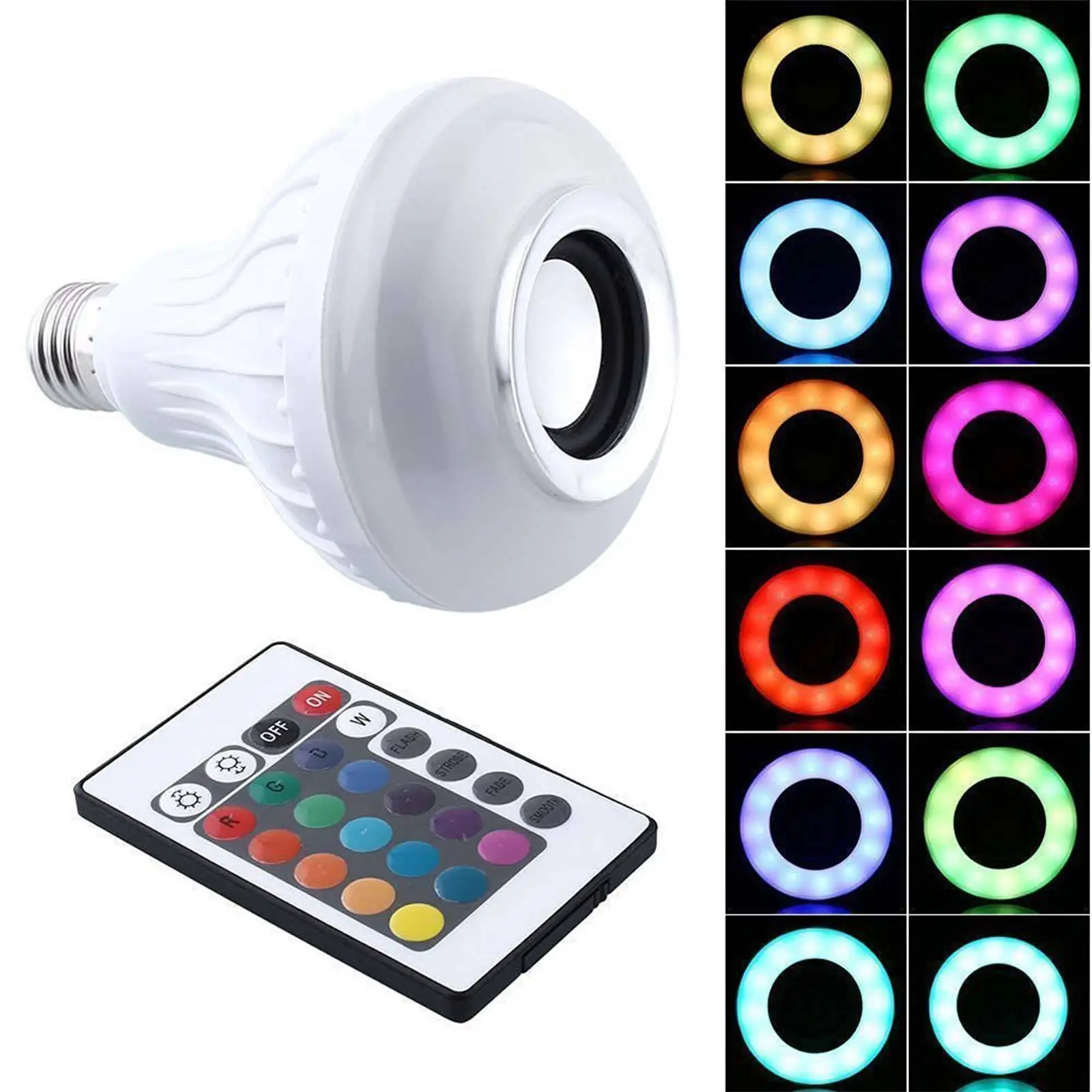 E27 Смарт RGB/RGBW Беспроводной Bluetooth Динамик лампы 220V 12 Вт светодиодный потолочный светильник музыкальный плеер с регулируемой яркостью аудио 24-кнопочный пульт дистанционного управления