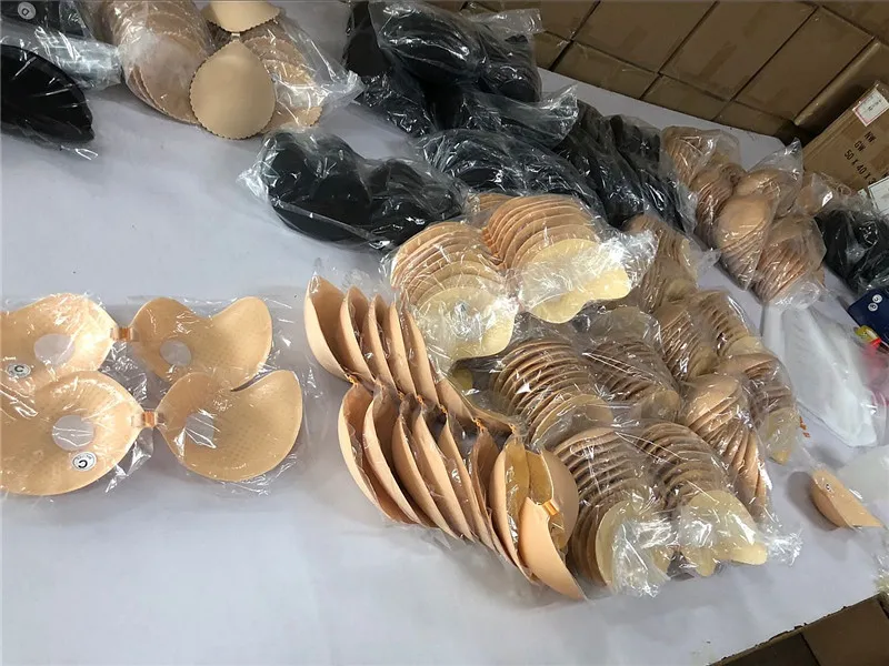 100 pcs/lot Women 3CM Thick Section Adhedive Push Up Bra Strapless Silicone Invisible Bra For Dress Sexy Chest Paste D Cup