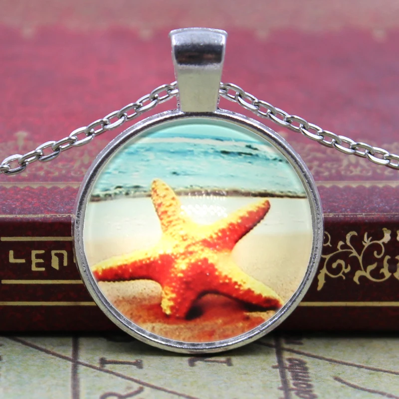 Милые Пляжные кораллы морские звезды кристалл кулон из кабошона модная