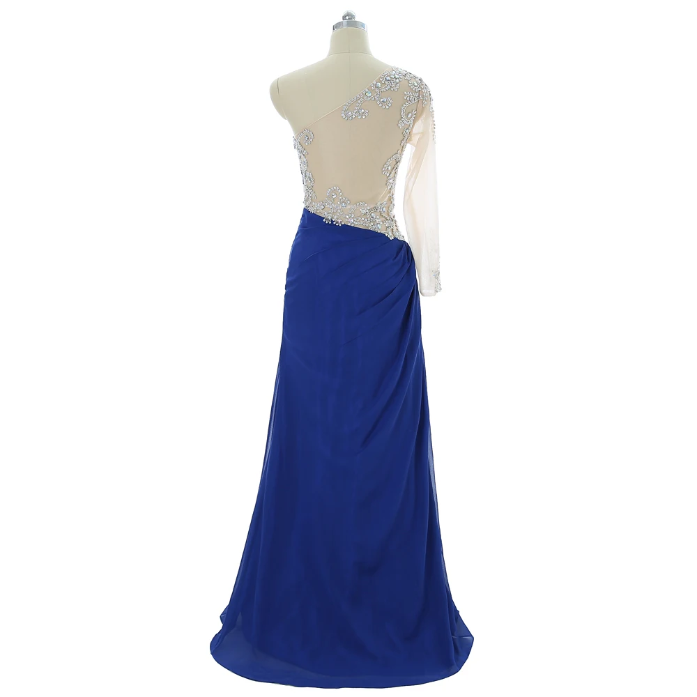 Женское шифоновое платье-русалка длинное вечернее платье с одним плечом и