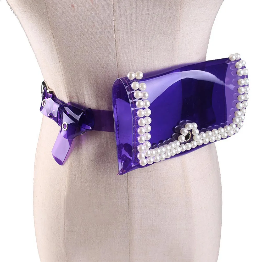 Лето жемчужина прозрачные талии сумка Для женщин поясная кошелек телефон