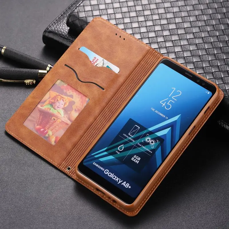 Чехол s для samsung Galaxy A8 Plus A8S чехол роскошный Флип Магнитный винтажный Матовый кожаный чехол для телефона samsung a8s G8870