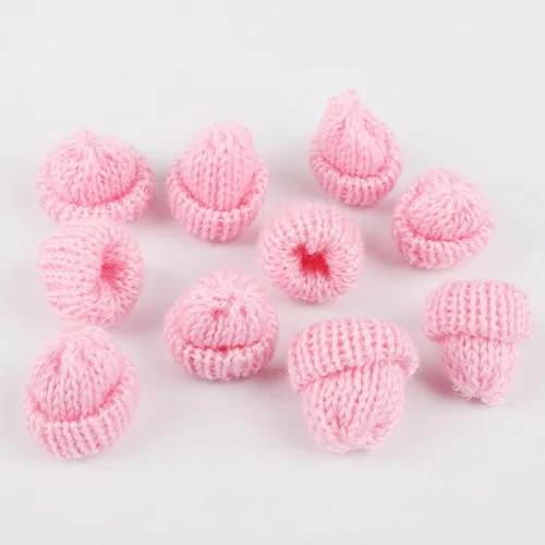 Pink Многоцветный 10 шт./лот 3 см шерстяная шапка Рождественская елка колпачок украшение дома Одежда голова Веревка материал DIY изготовление обуви игрушки аксессуары - Цвет: Pink