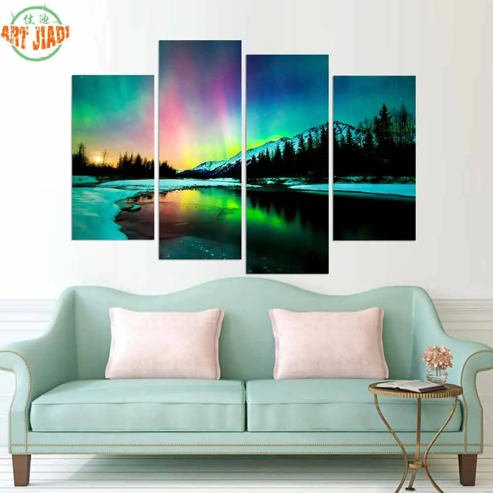 4 шт. или 5 шт./компл. на холсте красочные Aurora Borealis холст Картины HD рождественские