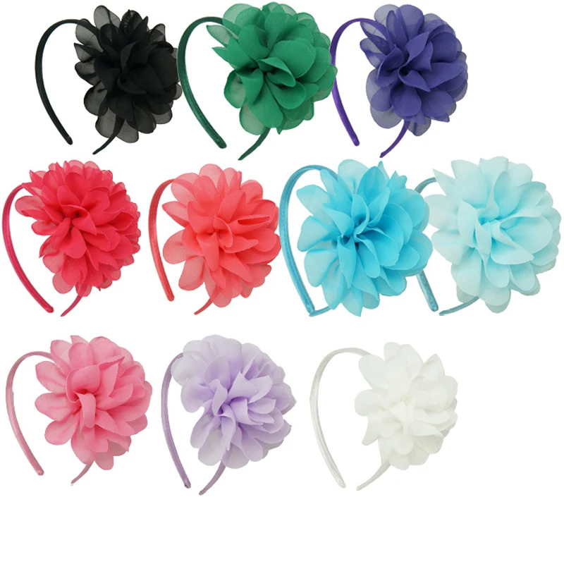 Shabby Chiffon Flowers Hair Bands For Children High Quality Headband Girls Big Flower Bow Headwear Accessories | Детская одежда и