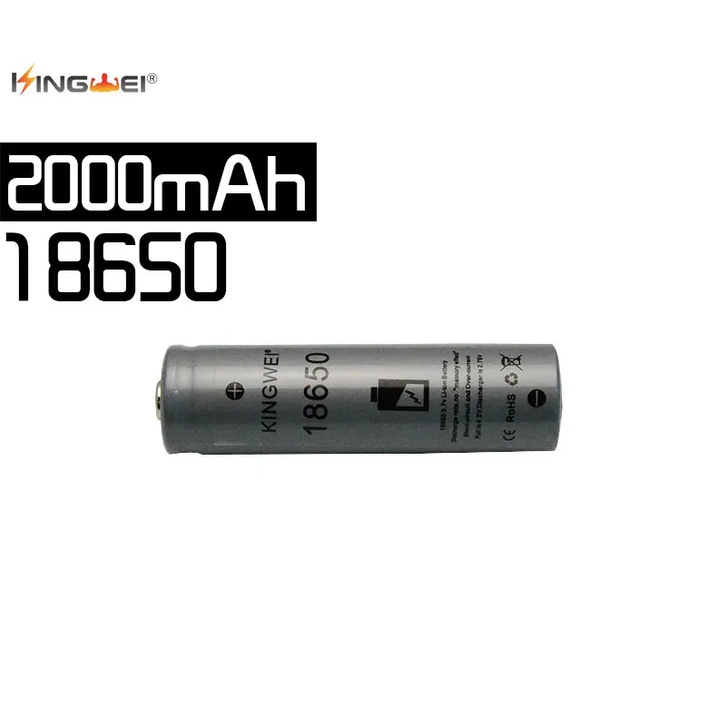 2018 новый бренд KingWei серый 2000mah 18650 3 7 v остроконечная батарея литий ионная