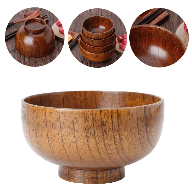 

Natural Jujube Wooden Rice Soup Bowl Food Containter Kitchen Utensil Tableware
